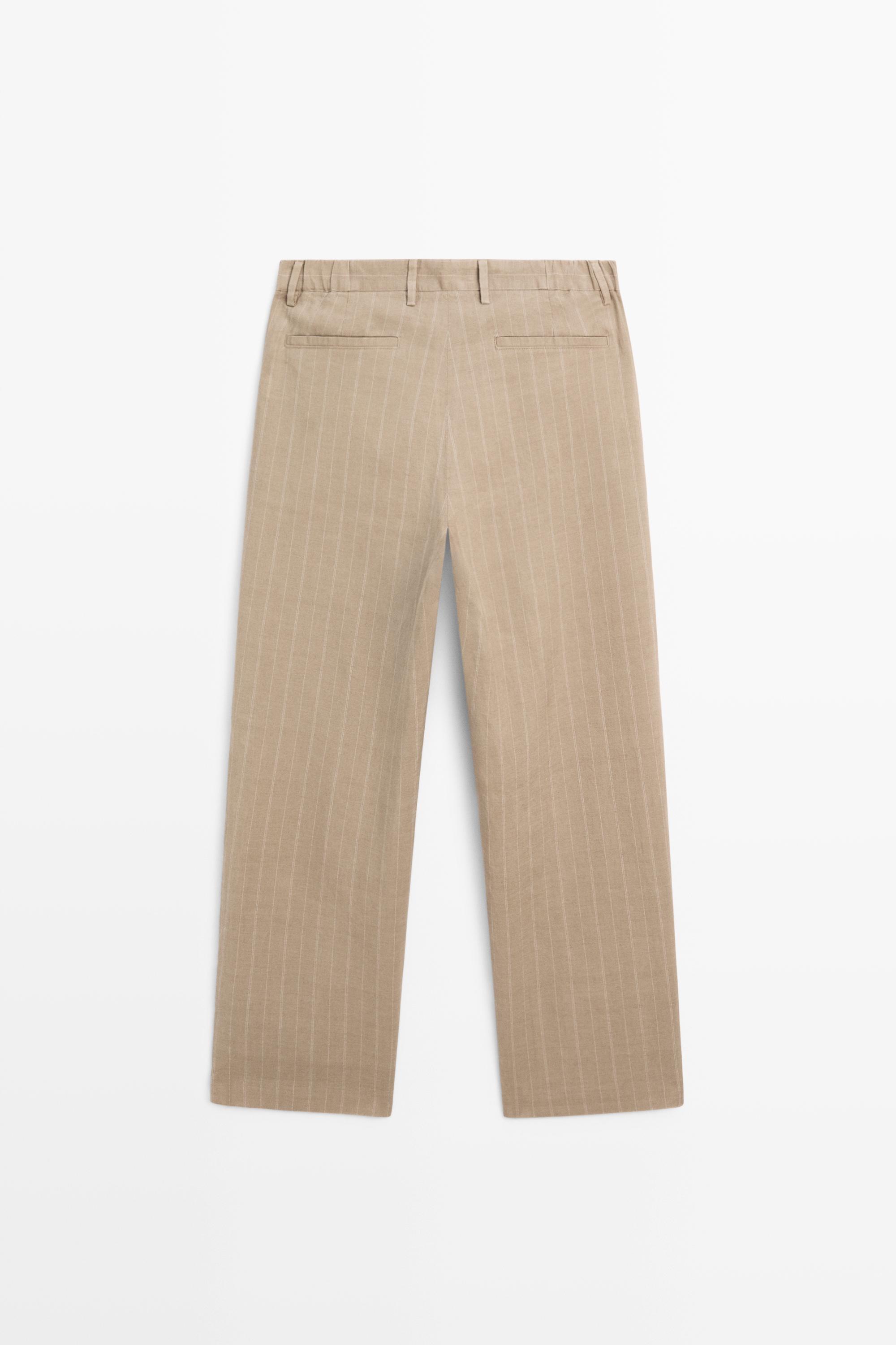 100% linen striped pants